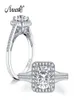 Ainuoshi Trendy 925 Sterling Silber 125 ct runden Schnitthalring -Verlobung Simuliertes Diamant Hochzeit