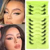 Falska ögonfransar 7 Par 3D Winged End Eye långsträckta transparent stam kattmakeup naturliga fransar förlängningsartiklar