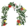 Fleurs décoratives Rose Leaf Cane Vines décor de chambre fausse imitation florale Garland Garlands Décoration Swag Party Mariage