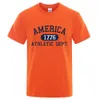 America 1776 DEPT ATLETIC LETTURA TSHIRT MAN CASSIONE CASSEGGIO TEE SIMMA TSHIRT LUGO HIP HOP FRESABILE COTTON 240409