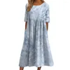 Partykleider 2024 Kurzarm Langes Vestidos Bohemian Blumen bedrucktes Strandkleid Sommer Femme Holiday Robe Women Casual Maxi Sundress