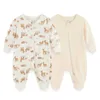 Rompers 2/3pieces unisex tompers 2 yönlü fermuar yeni doğan bebek kız giysileri setleri sonbahar 0-24m pamuklu erkek bebek giysileri karikatür bahar d240425