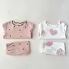 Pyjamas 2023 Baby Pyjama Set Dot Print Infant Girls Sleeper Wear Toddler Girls Indoor Clothes H240425