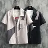 7xl-m patchwork shirt met korte mouwen voor heren 2023 zomer nieuwe cityboy trendy los fitting shirt met toegevoegd vet en vergrote maat