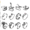 Crying Opening Snake Animal Frog Piece Ring Set Punk Jewelry