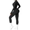 Yoga Jumpsuits Rastreio feminino Set Yoga Set Workout Manga Longa Zipper Sportswear Gym Set Workout Roupos para mulheres 240410