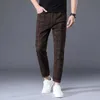 Men's Pants Spring Summer Brand Clothing Plaid Ankle Length Pants Men 98%Cotton Classics Retro Business Banquet Party Casual Trousers Male d240425