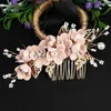 Hochzeit Haarschmuck Braut Hochzeit Haarzubehör Braut Kristall Perle Blume Stirnband handgefertigtes Haarband -Perlen Dekoration Haar Kamm Clip für Frauen D240425