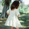 Robes de fille Amila Baby Girls Robe 2023 Été Nouveau Mesh Stitching mignon mignon petit floral frais et doux vêtements pour enfants de vacances 0-6y D240425