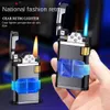 Smoking Blue And Open Flame Torch Lighter Cigarette Encendedor Refillable Butane Without Gas Grinding Wheel Lighter For Cigarette