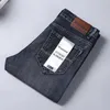 Mäns jeans affärsmän jeans avslappnad rak stretch mode klassisk blå arbete denim byxor manliga wthinlee varumärke kläder storlek 28-40 240423