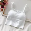 Women's Tanks Seamless Crop Top Women Underwear Wire-Free U-Shaped Camisole Wide Straps Striped Solid Bralette Lingerie One-Piece Tube Tops