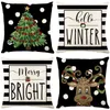 4 Pack Christmas Winter Pillow Covers Decoration18x18in Farmhouse Christmas Winter Throw Pillows Cushion Case Couch Decor for Christmas Home Outdoor Decorations