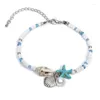 Braccialetti Charm Classic Boho Blue Starfish Bracciale in perline per donne Summer Shell Candant Regolable Friendship Jewelry