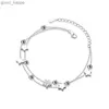 Chaîne 925 Sterling Silver Double couche Zircon Star Round Perle Bracelet Bracelet pour les femmes Elegant Jewelry Pulseras