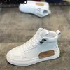 Scarpe casual piatti stivaletti ad alto top hip hop skate rotonde uomini atletici allacciati allenatori stivali da sneaker in gomma sportiva