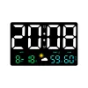 クロック高解像度ラースクリーンウォールクロック温度と湿度表示天気時計多機能カラーデジタル目覚まし時計