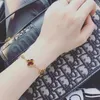 Top Grade Luxury Vancleff Designer bracelet 925 Sterling Silver Tiger Eye Five Flower Bracelet Plated with 18K Gold Clover Bracelet High Version Lucky Grass