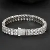 Trendy hiphop ketting heren dubbele rij vol diamant moissaniet ketting veer gespog sleutelbeen ketting heren tennisketen