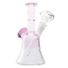 GB102 About 7.87 Inches Height Pink Glass Water Bong Dab Rig Smoking Pipe Bubbler 14mm Male Dome Bowl Down-stem Quartz Banger Nail 3 Models