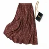 Spódnice 2024 Kobiet Letni Twill Naturalny jedwabny Mulberry Pachnący przędza chmurowa retro w kratę elastyczna talia duża spódnica