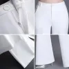 Pants Classic Slim White Flare Pants For Women 2023 Summer Thin Bell Bottom Pantalones High Midist Office Lady Suit byxor andningsbara