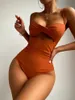 Seksi Bandeau Kadın Mayo Mayo Kadınlar 2024 Mujer Mayo Takım Push Yukarı Yaz Yüzmek Kadın Plaj Giyim Monokini 240417