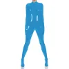 PVC Cuir Femelle inoffensive Catsuites sexy dames latex humide Look Look à manches longues Femmes Jumps combinaison avec arrière-col à col ferme 7xl