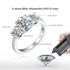 Cluster Rings Anziw 3-stone Real 3.6CT Moissanite Wedding For Women S925 Silver Engagement Promise Band Fine Accessories Jewelry