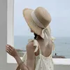 Chapeaux à bord large chapeau seau 2019 Summer Sun Hat Bow 100% rafia chapeau soleil visière femme Summer Panama Str Hat Womens Beach Hat d'été UV Blocking Hat J240425