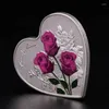 Pendants Commemorative Coin Valentine's Day Rose Flower Collection Art Heart Shaped Silver Gold Alloy Souvenir Crafts Gifts