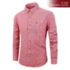 Chemises habillées pour hommes 2024 à manches longues à manches longues Camisa Plaid Office Social Business Standard Fit Cotton High Quality Tops