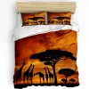 Sets Africa Giraffe Tree Silhouette Dusk Dededed Capa de la cama Juego de ropa de cama de la casa Cubierta de la almohada del dormitorio Juego de ropa de cama sin hoja