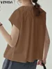 Frauenblusen Vonda Mode Frauen Sommer Kurzarm Tops Solid Color 2024 lässige losen Hemden o-hals elegantes Büro Blusas Femininas