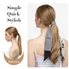 avec une longue perruque ondulée bouclée tresse invisible Velcro Ponytail Hair Wig