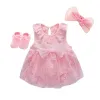 Одноказунные новорожденные девочка для белья для белья для летней розовой принцессы маленькие девочки наборы для вечеринки по случаю дня рождения 0 3 месяца Robe Bebe Fille