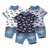 T-shirt 2pcs/set per bambini estivi per bambini a manica corta top camicia camicia da camicetta+pantaloncini casuali per bambini per 1-4yl2404