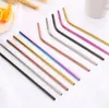 Ecofriendly water bottle tumbler straw reusable straight and bend colorful party metal stainless steel drinking straw7752152