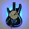 Zegarki Winylowe Zegar LED Wall Clock Modern Design Temat Guitar Watch Watch Watch Home Decor Musical Instruments Prezent