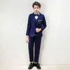 Anzüge Kinder formeller Hochzeitsanzug Kinder Jacke Weste Hosen 3pcs Party Foto Set Teenager Boy Tuxedo Party Kleid Tanz Show Kostüm