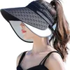 Breda randen hattar hink hattar kvinnor sommar vikbar anti-uv strandhatt fast färg stretchable stor brim sun hatt damer solskyddsmedel c kvinnliga resor cs j240425