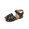 Sandales Cross-Tied Summer Girls Chaussures de plage classiques noir blanc rose rose sandales romaines coupées pour enfants sandales pour enfants E04272 240423