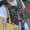 Kvinnors västar hirigin kvinnor leopard quiltad väst ärmlösa slips front tröjor blommor broderad jacka cardigan trendiga streetwear