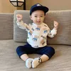 T-shirts Children Sweater Cotton Kids T-shirt Boys Girls Long Sleeve Dress Cartoon Pattern Spring Autumn Clothes Dresses Kids ClothesL2404