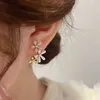 Dangle Kronleuchter neuer koreanischer Imitation Perlenblumenohrringe für Frauen leichte Luxus elegante Kristall Zirkon Ohrringe Juwely Party Geschenk