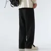 Męskie spodnie szerokie nogi bawełniane tkanina prosta luźne na zewnątrz stałe kolor neutralny podzielone spodnie dresowe Wysokiej jakości miękkie workowate spodnie 240410