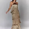 Lässige Kleider von Schulter Maxi Kleid elegante Fransenhalter für Abendpartys Rumba Dance -Wettbewerbe Prom Bälle