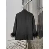 2024 Dameskleding Hoge kwaliteit Black Feather Blazer Spring Summer Nieuw 424