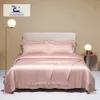 Livesthete rosa puro 100% de cama de seda Conjunto de roupas de cor sólida Caso de coloração de coloração de coloração de colméia colcha de lençol dupla rei 240425