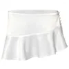 Skirts Sexy Cute Women Pearl Button Pleated White Ruffles Irregular Y2k Lady Low Waist A Line Mini Outfits Summer
